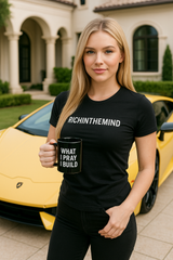 What I pray I build : glossy black mug￼