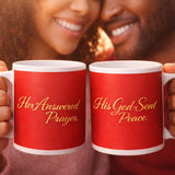 Timeless Love Mug Bundle • His Answered Prayer + His God-Sent Peace • Romantic Red Couples Gift • Valentine’s Matching Set