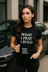What I pray I build : glossy black mug￼