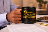 Grace Made Me Unrecognizable Mug Black & Gold Faith Inspiration Cup Transformation Gift Luxury Motivational Mug