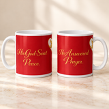 Timeless Love two-mug bundle: His God-Sent Peace and Her Answered Prayer on a warm ivory background